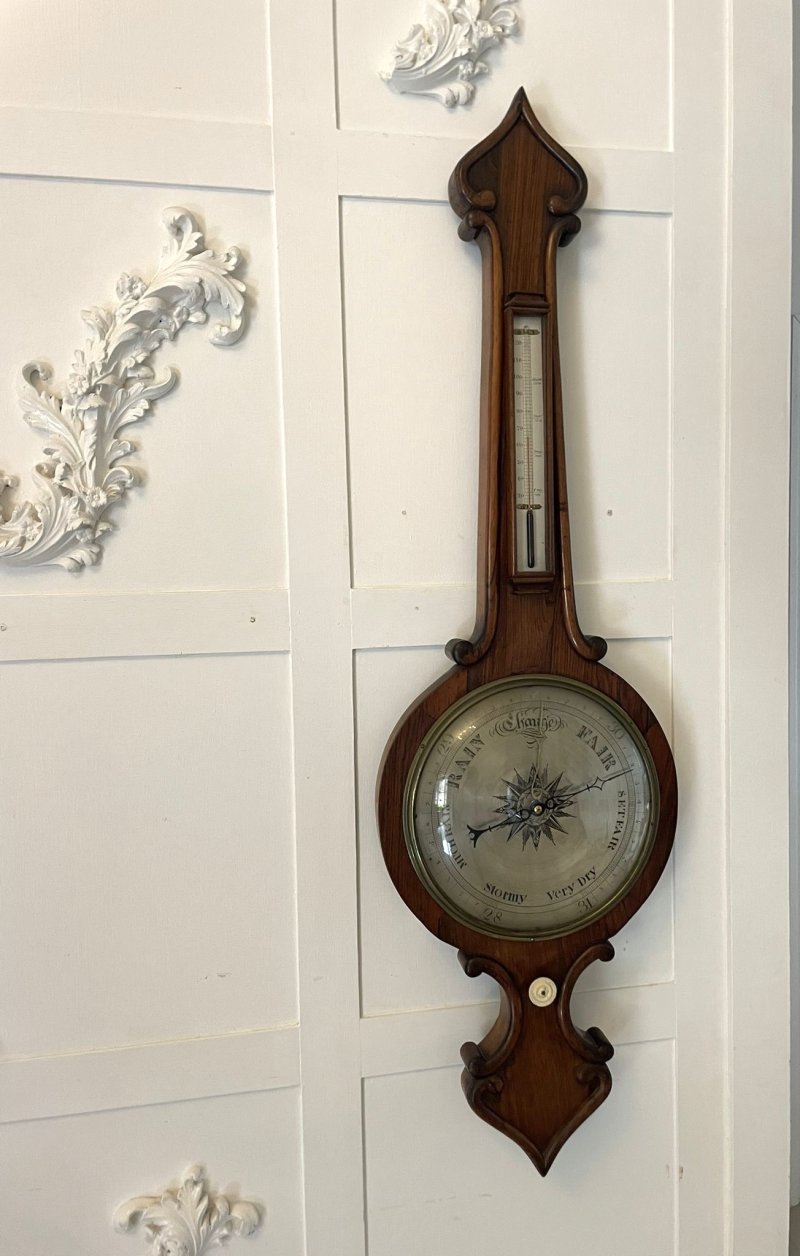 Large Antique Victorian Quality Rosewood Banjo Barometer - Image 2